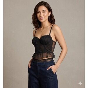 Women's Size Extra Small Black Lace Corset Adjustable Straps Wired